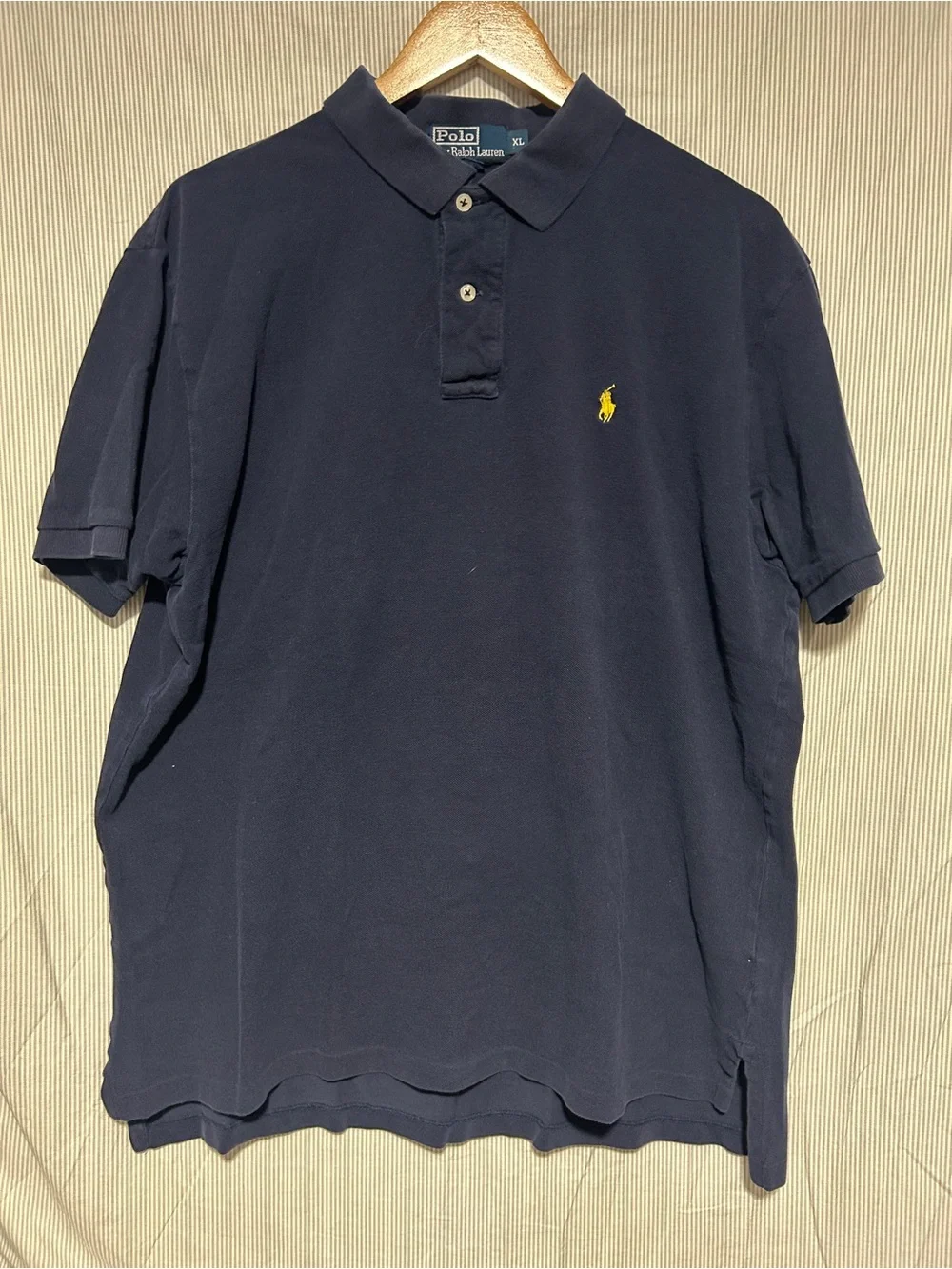 Ralph Lauren Navy Polo Shirt with Yellow Pony Embroidery